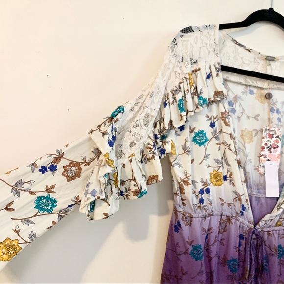 NWT GIMMICKS by BKE Pleated Ruffle Ombre Kimono - Picture 3 of 12